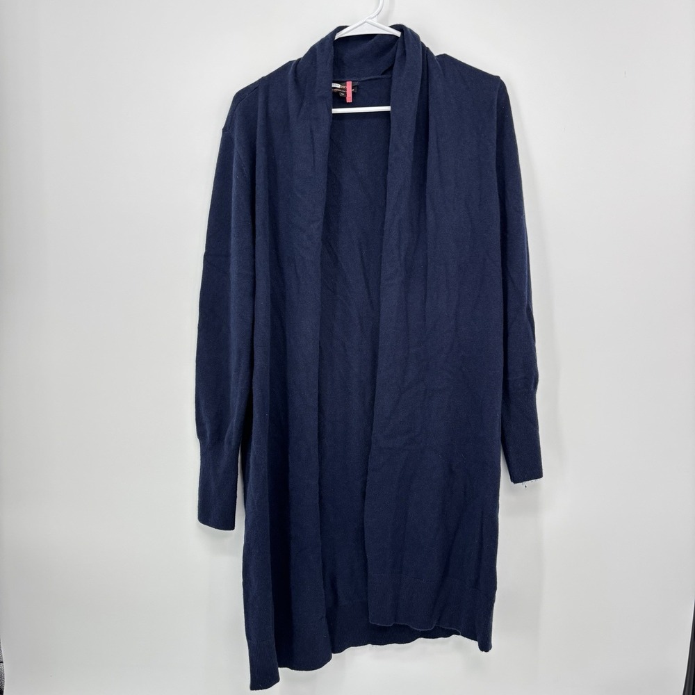 Quince 100% Mongolian Cashmere Duster Cardigan Sweater Navy Blue Womens Medium